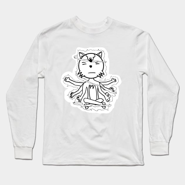 Trunks the Cat Inner Peace Long Sleeve T-Shirt by Cartoon Wetworx